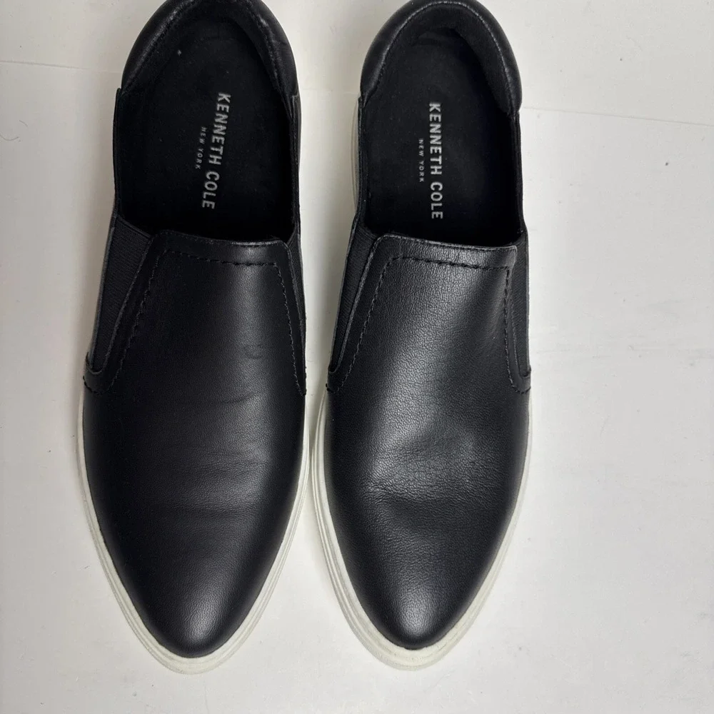 Kenneth Cole Leather Slip-on Sneakers Shoes Black White Sole Size 10 Women's - Picture 7 of 10